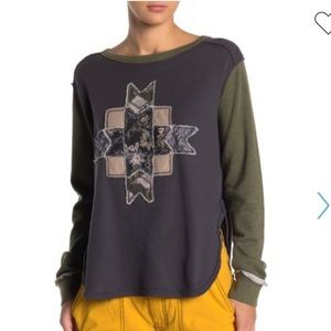 Free People Lone Star Patchwork Thermal Top